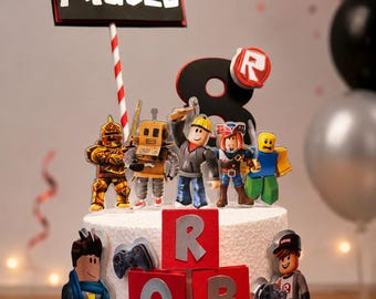 Roblox Birthday Cake Topper for Boys – Custom Name & Age Party Decor