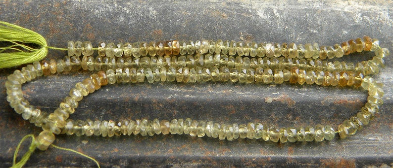 Grossular Garnet Garnets 15 12 Inch Strand 4 mm Micro Faceted Rondelles Roundelles Shades of Green and Brown