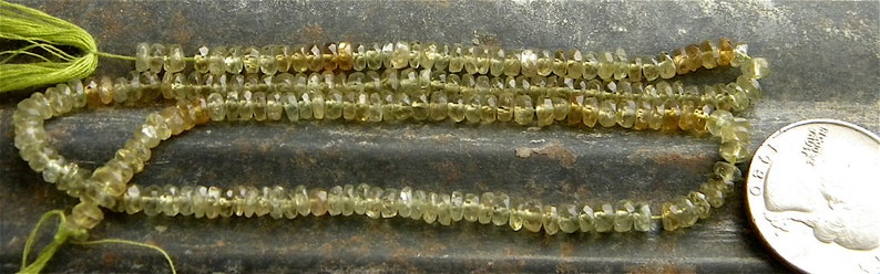 Grossular Garnet Garnets 15 12 Inch Strand 4 mm Micro Faceted Rondelles Roundelles Shades of Green and Brown