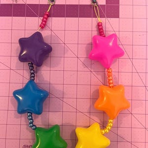 Rainbow Pride Bubble Belt Short Length | Rave Belt | Kandi Rave Style | Star Chain | Rainbow Hearts and Stars | Pride Cosplay Accessory