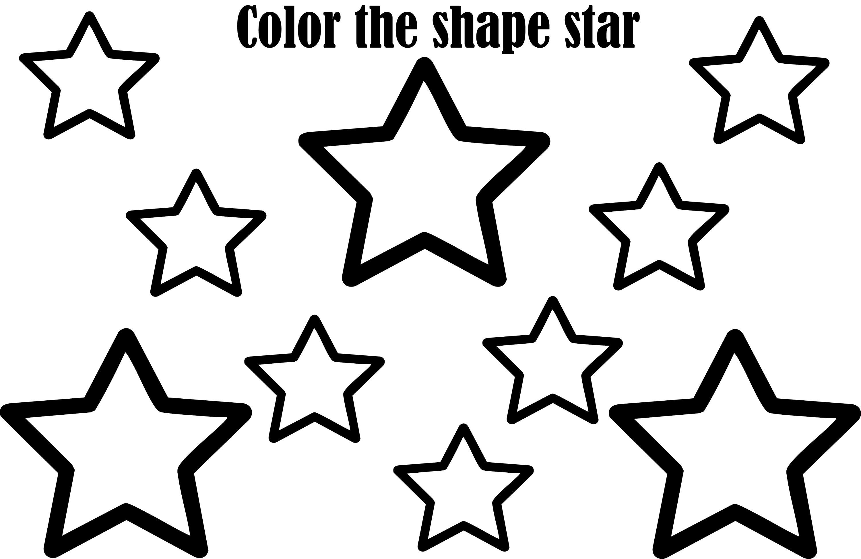 Star Shapes Color In Printable Coloring Shape for Stars - Etsy