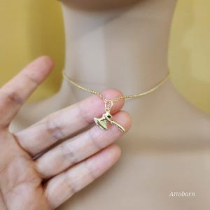 Gold Axe Pendant Necklace. Minimalist Jewelry. Symbol of Strength and New Beginnings. Gift for Her and Him. Handmade touch.