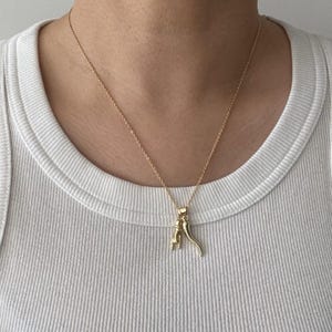 Mano Cornuto Hand and Horn Necklace. Naszyjnik ochronny. Styl vintage. Naszyjnik na szczęście. Figa Hand. Róg włoski. Prezent dla niej. dla mamy.