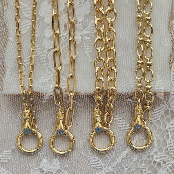 Victorian Hand Charm Holder Necklace. Vintage Style, Statement Jewelry. Gift for Her and Him. Wear Alone or Add a Charm later.