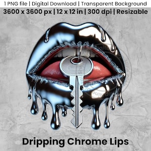 Chrome Dripping Lips png Art, Chrome Dripping Lips Art, Dripping Metallic Lips Clipart, Metallic Lips png Clip Art, Kiss Lips Metal png File