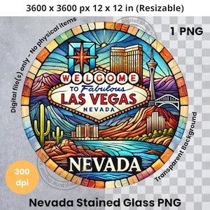 Nevada Art Prints Stained Glass PNG, USA States Stained Glass png, Stained Glass Design png, Nevada State Keychains, Las Vegas Art Printable