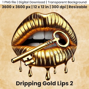 Gold Dripping Lips png Artwork, Gold Dripping Lips Art, Dripping Metallic Lips Clipart, Metallic Lips png Clip Art, Kiss Lips Metal png File