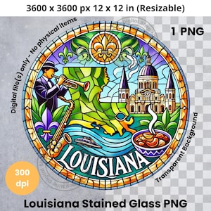 ルイジアナのステンドグラス PNG、ルイジアナのアートプリント、米国の州のステンドグラス png、ステンドグラスのデザイン png、ニューオーリンズのステンドグラスアート png