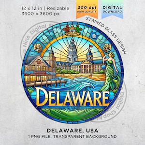 Delaware png, impressions d'art du Delaware, vitrail png des États-Unis, conception de vitrail png, conceptions de porte-clés png, vitrail imprimable png