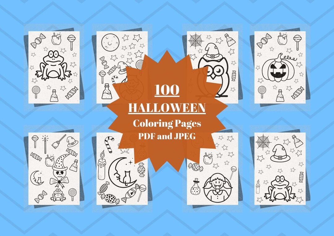 Halloween Pattern Design Coluring 100 Halloween-themed Printable Coloring Pages for Kids Fun, Spooky, and ...