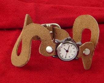 Snakes On A Watch - Tan Suede Watch