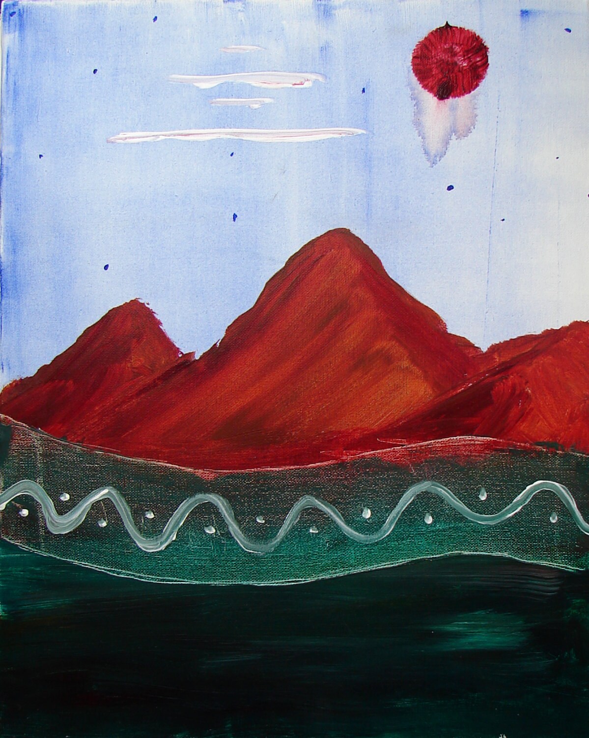 Montaña roja pintura Original acrílico sobre lienzo 16 x 20 | Etsy