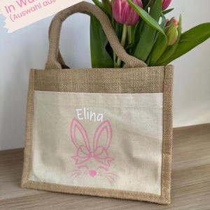 Ostertasche Kinder | personalisierte Tasche für Ostern | Osterhase mit Namen | Mädchen | Jutetasche | Alternative Osterkorb | Rosa