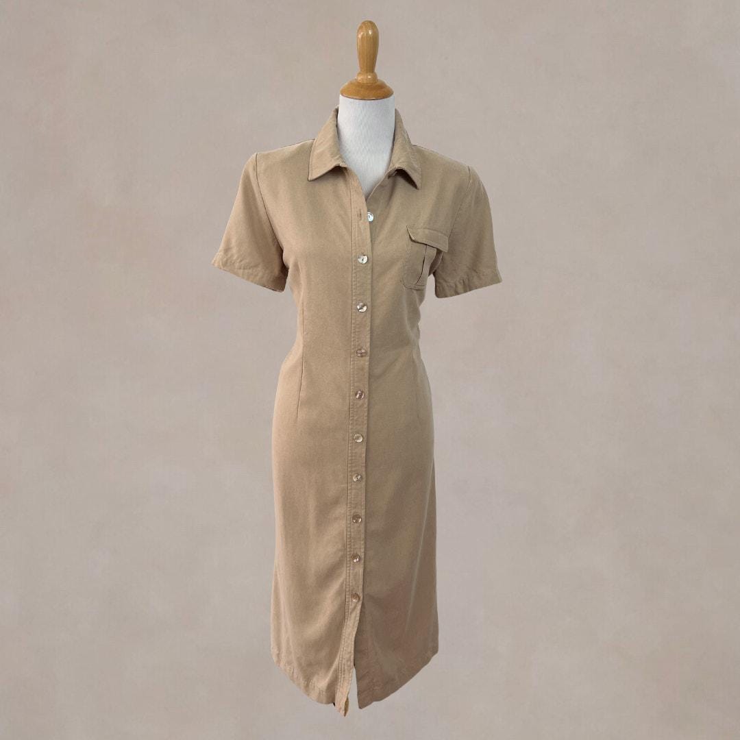 chinese dress ladies ZOCANIA Shirt Dresses for Women Midi Length Long Sleeve Button Down Polka  Dot Dress for 70 Year Old Woman V Neck Loose Fit Casual Lady Elegant Cotton  Shirt Dress with Pockets Small main image 1
