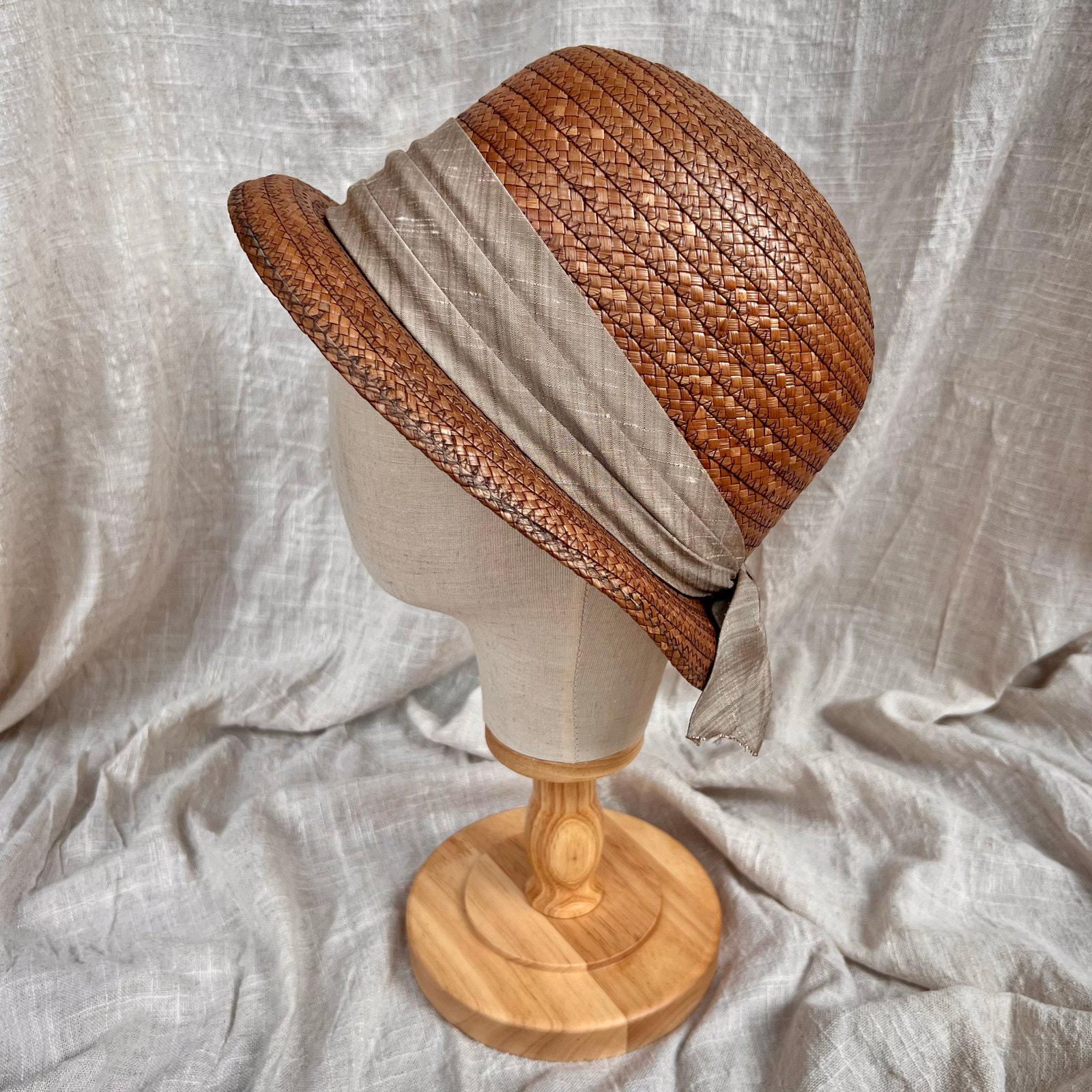 Vintage 50s Straw Cloche Hat Gracelyn Nashville Beige Summer Woven Hat Grace Cloche Style Hat - Tumbleweed in Champagne  main image 4