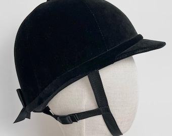 Casquette D'équitation Vintage Horseman's – Velours Noir – Taille 51 – USA