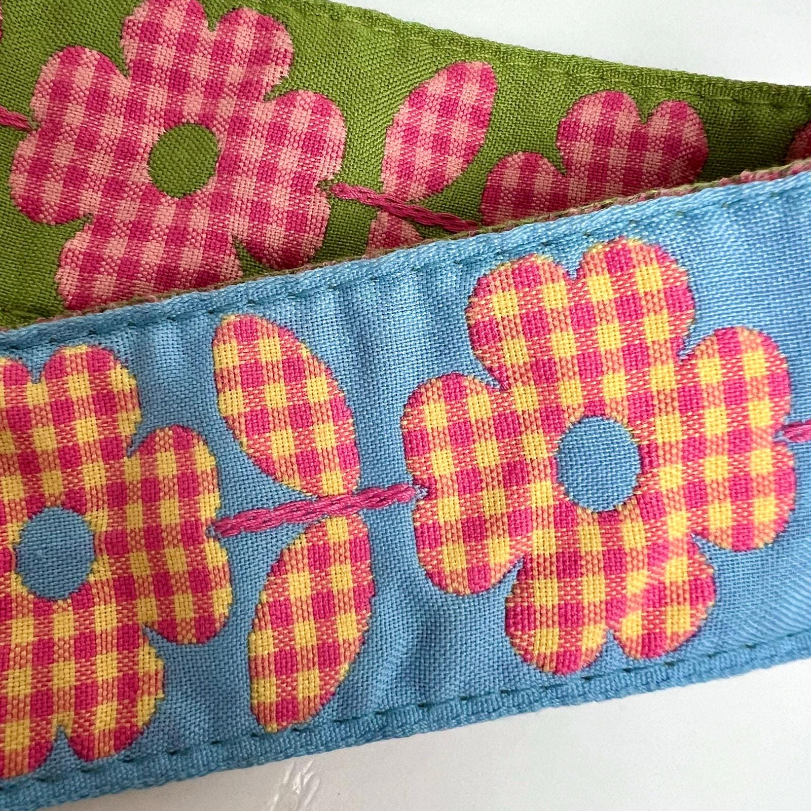 Vintage 90s Reversible Quilted Gingham Floral Belt Patchwork Cottagecore Vintage 90s Floral Quilt Belt - Reversible Patchwork Cotton  main image 3