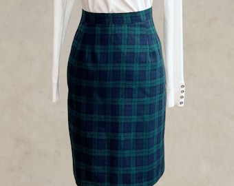 Jupe Crayon Jaeger En Laine Vintage – Taille 14, Motif Géométrique, Midi, Doublée