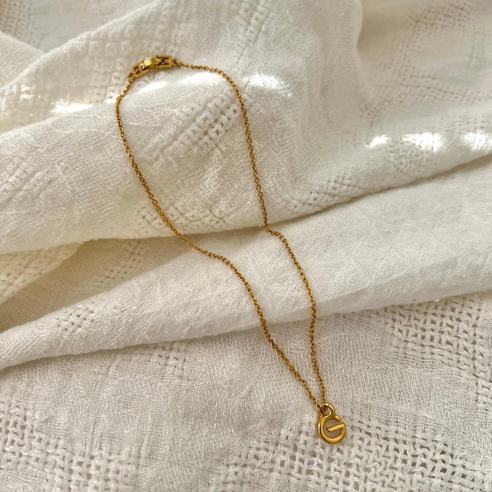 Vintage 1980s Givenchy Gold Tone G Logo Necklace Signed Designer 