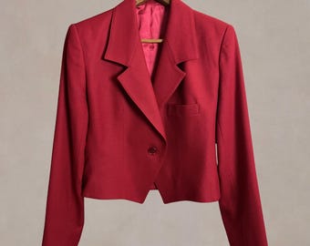 Blazer court en laine Talbots vintage des années 90 6 rouge Woolmark France