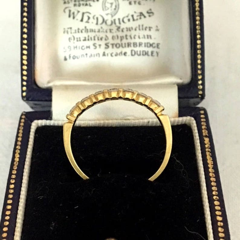 Vintage Wedding Band Half Eternity Ring 18kt Yellow Gold Cubic Zirconia Anniversary Gift Engagement