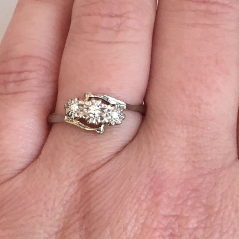Vintage 1960s 18kt Gold &amp; Platinum Diamond Wedding Ring Etsy