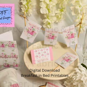 Mothers Day Breakfast in Bed Printable Set, Mothers Day Breakfast Digital Download, Breakfast Tray Printables