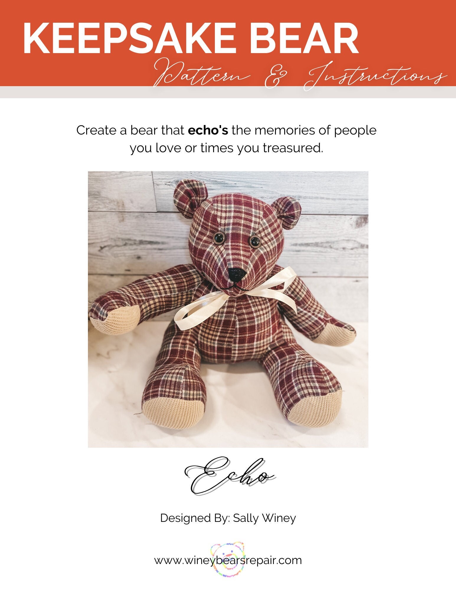 Stuffed Teddy Bear Sewing Pattern, Digital PDF Memory Bear Sewing Pattern  Animal Sewing Patterns 