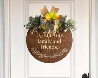 Welcome Home Year Round Front Door Decor and Wreath | Personalized Front Door Sign and Hanger | Stylish Home Decor"