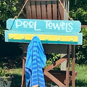 Beach Decor Beach Towel Rack, Beach Towel Hooks, Beach Towel Holder, Pool Towel Rack, Pool Towel, Pool Towel Hooks, Pool Signs, Pool Decor