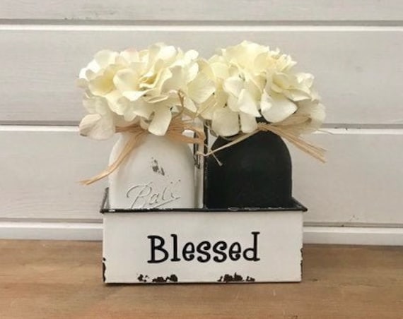 Black and White Home Decor, Arrangements for Tables, Home Decor Flower Centerpiece, Black and White Living Room Decorations, Bedroom Decor