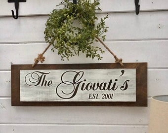 Wedding date keepsake couples name and name wood sign, great couples gift, sign for wedding with greenery