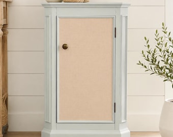 Ballard Designs Corner Cabinet, Refinished Blue Gray Storage, Linen Door (30"H)