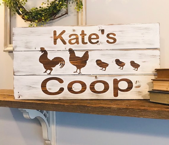 Custom Farmhouse Chicken Sign, Rustic Kitchen Sign, Rooster Wood Sign, Farmhouse Kitchen Wall Decor, Personalized Farm Sign