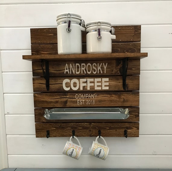 Coffee Rack Wood with Shelf
