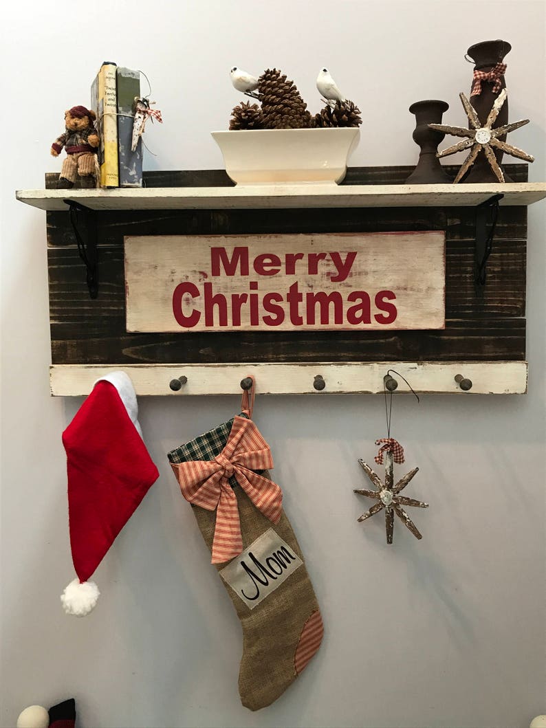 Stocking Holder For Wall Coat Rack Personalized with Merry Etsy