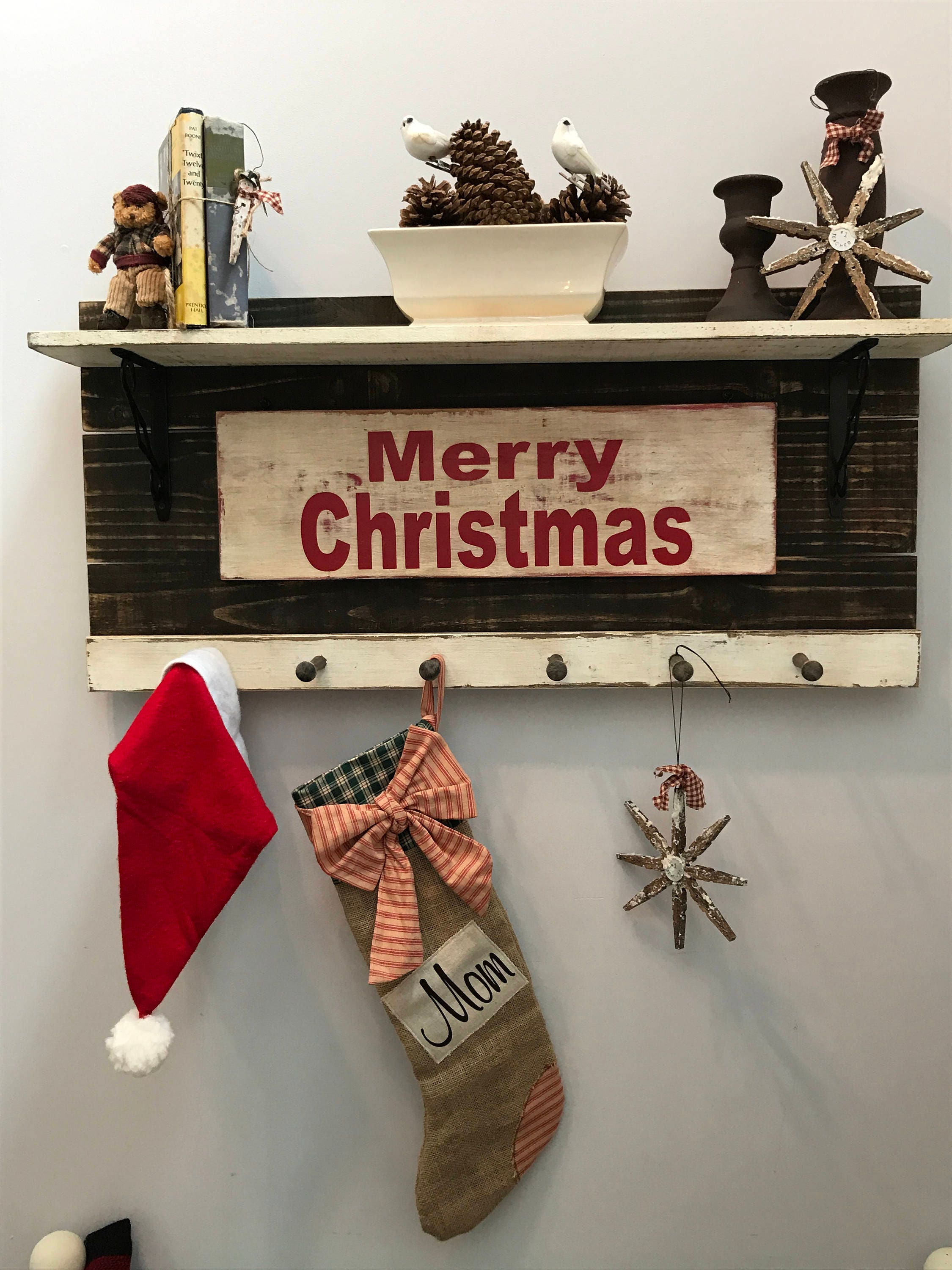 Stocking Holder For Wall Coat Rack Personalized with Merry Etsy