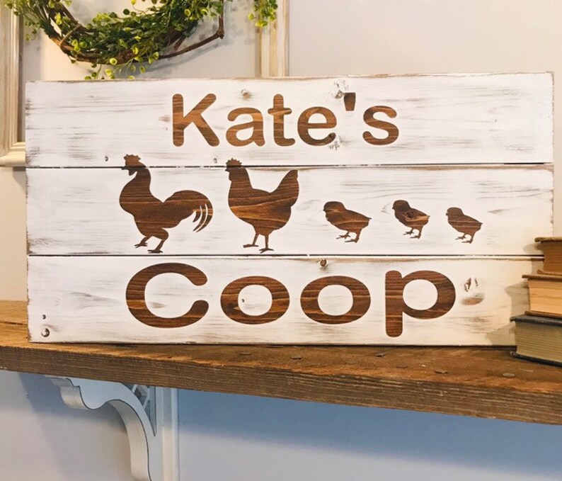 Farmhouse Wood Chicken Coop Sign, Personalized Chicken Sign, Chicken, Rustic Farmhouse Decor, Rustic Home & Living, Personalized image 9