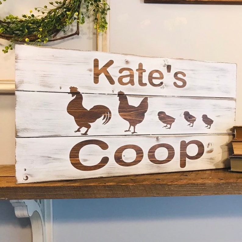 Farmhouse Wood Chicken Coop Sign, Personalized Chicken Sign, Chicken, Rustic Farmhouse Decor, Rustic Home & Living, Personalized image 5