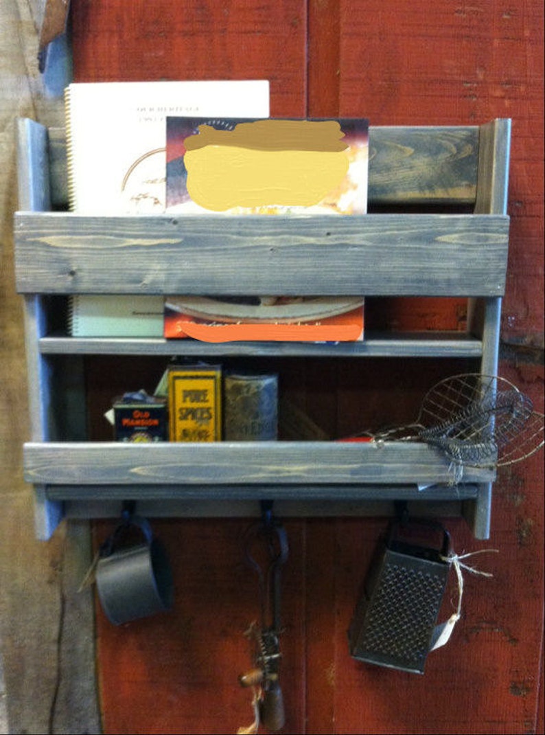 Kitchen Spice RackWood Recipe Book RackKitchen Etsy