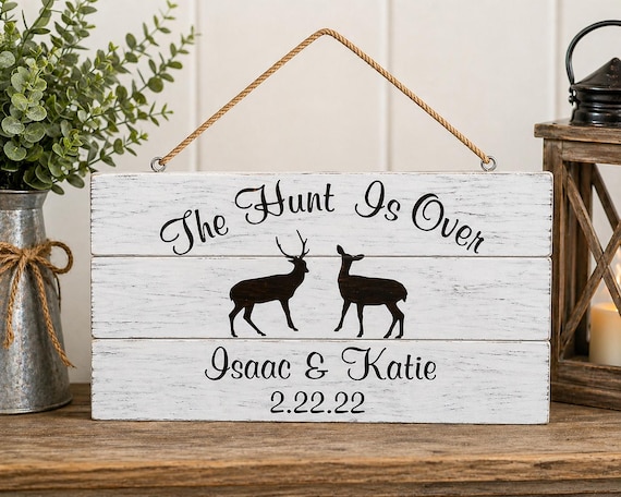 Personalized Deer Family Wood Sign: Rustic Last Name, Established Date