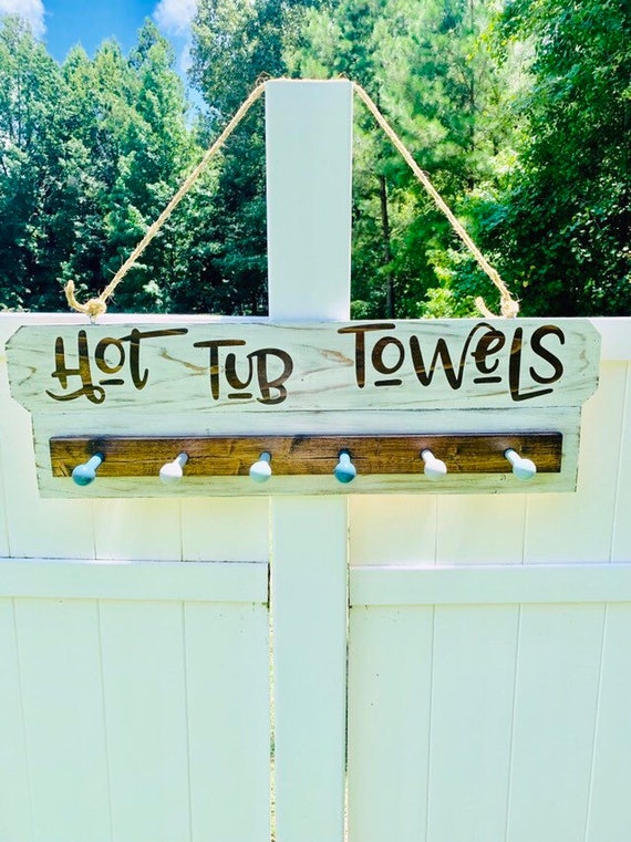 Towel rack for outdoor hot tub sale