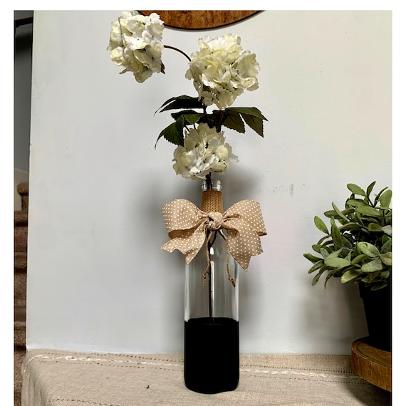Glass Vase Bottle, Flower Vase, Farmhouse Decorative, Rustic Home Decor Accent, Decorative Wood Shelf Decor