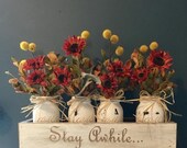 Fall Floral Arrangement for Table Centerpiece Pick your Mason Jar Color and Wood Box Finish Explore Now