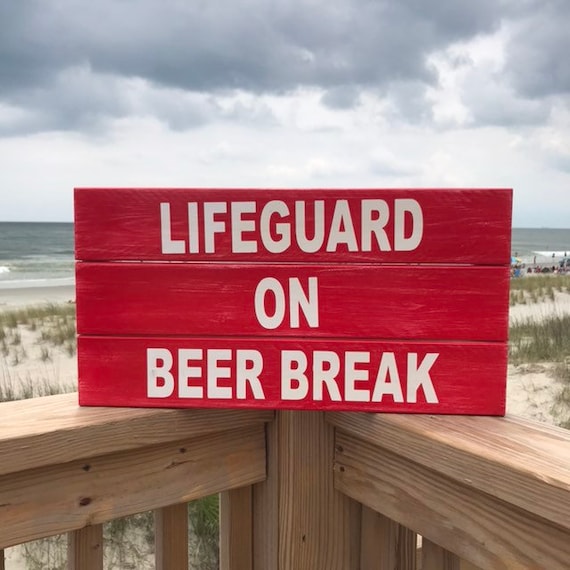 Lifeguard Sign Red Pool Sign Wooden Gift for Him, Outside Pool Sign, Dads Barbeque Grilling Station Sign, Humor Fathers Sign, Sign for bar