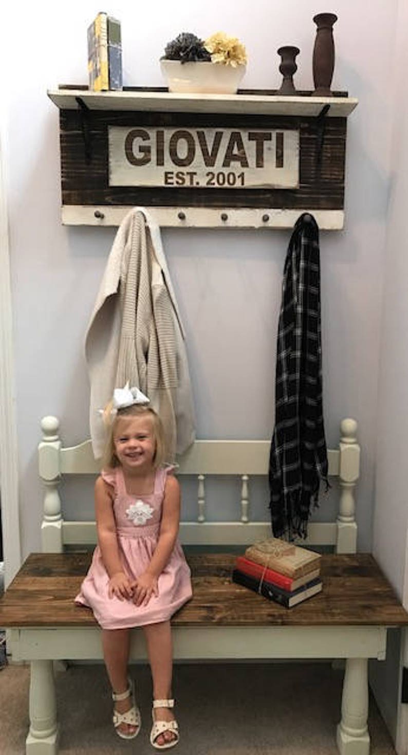 Coat Rack with a Personalized Family Name Sign with Etsy
