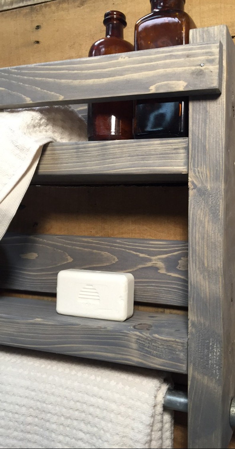 Bathroom Towel Rack Wood Towel Rack Bathroom Shelf Etsy