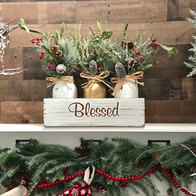 Mason Jar Christmas Decorations Table Centerpiece Christmas