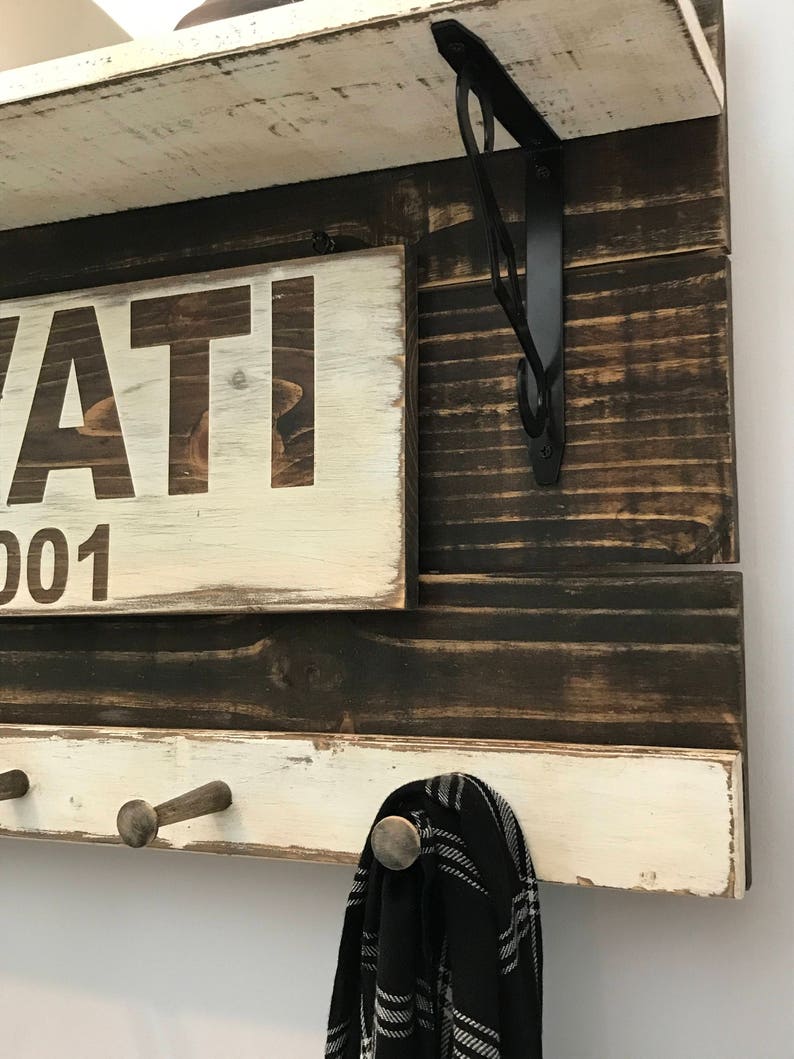 Coat Rack with a Personalized Family Name Sign with Etsy