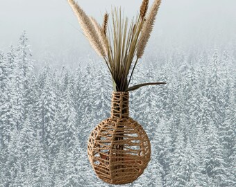 Minimalist Decor Tall Vase,  Cottagecore Decor with Pampas Grass Wheat, Boho Decor Vase Floral Arrangement,